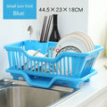 Dish Drying Kitchen Utensils Drainer Rack with Drain Board Countertop Dinnerware Plates Bowls Chopsticks Spoons Organizer Oasis Select Blue