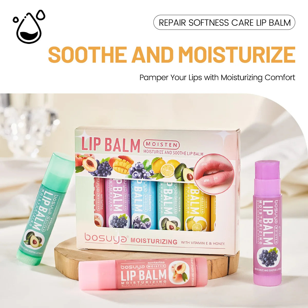 Fruit Lip Balm Set – Honey & Avocado | 6 or 24 Pack
