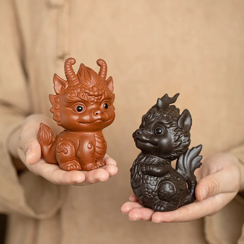 Purple Clay Dragon Tea Pet Ornament Cover Tea Play Tea Table Tea Brewing Play Small Tea Pet Kung Fu Tea Ceremony Accessories Oasis Select