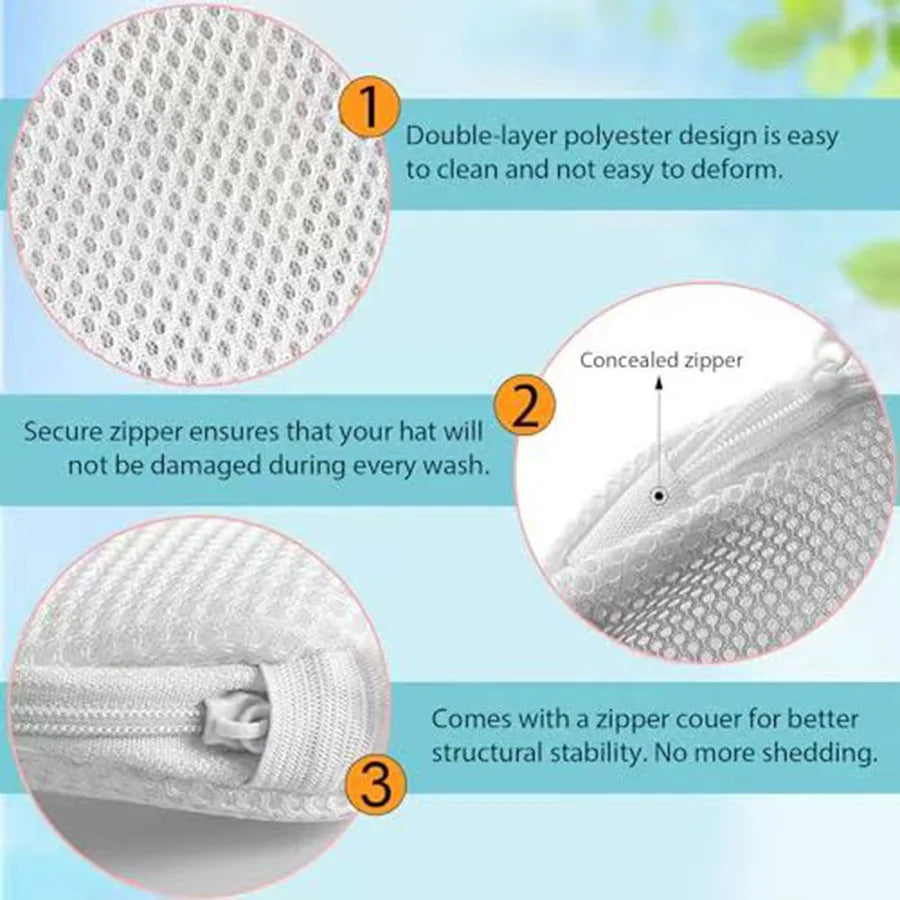 Portable Hat Washing Protection Bag – Anti-Deformation Mesh Cap Cleaner for Baseball Hats Oasis Select