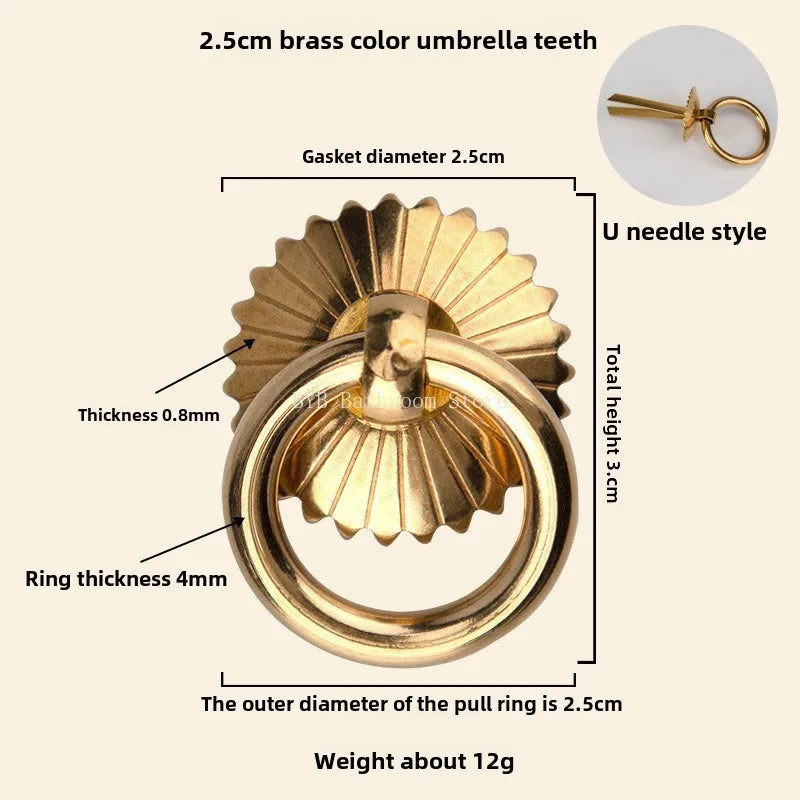 Antique Style Pure Brass Ring Pull for Cupboard Cabinet Drawer Rings Pulls Knob with Screws Vintage Furniture Hardware Oasis Select T2202-2.5cm 2