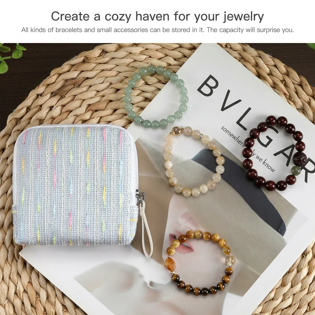 Jewelry Organizer Multiple Compartments High Capacity Travel Jewelry Storage Bag Zipper Delicate Clutch Bag for Women Travel Oasis Select