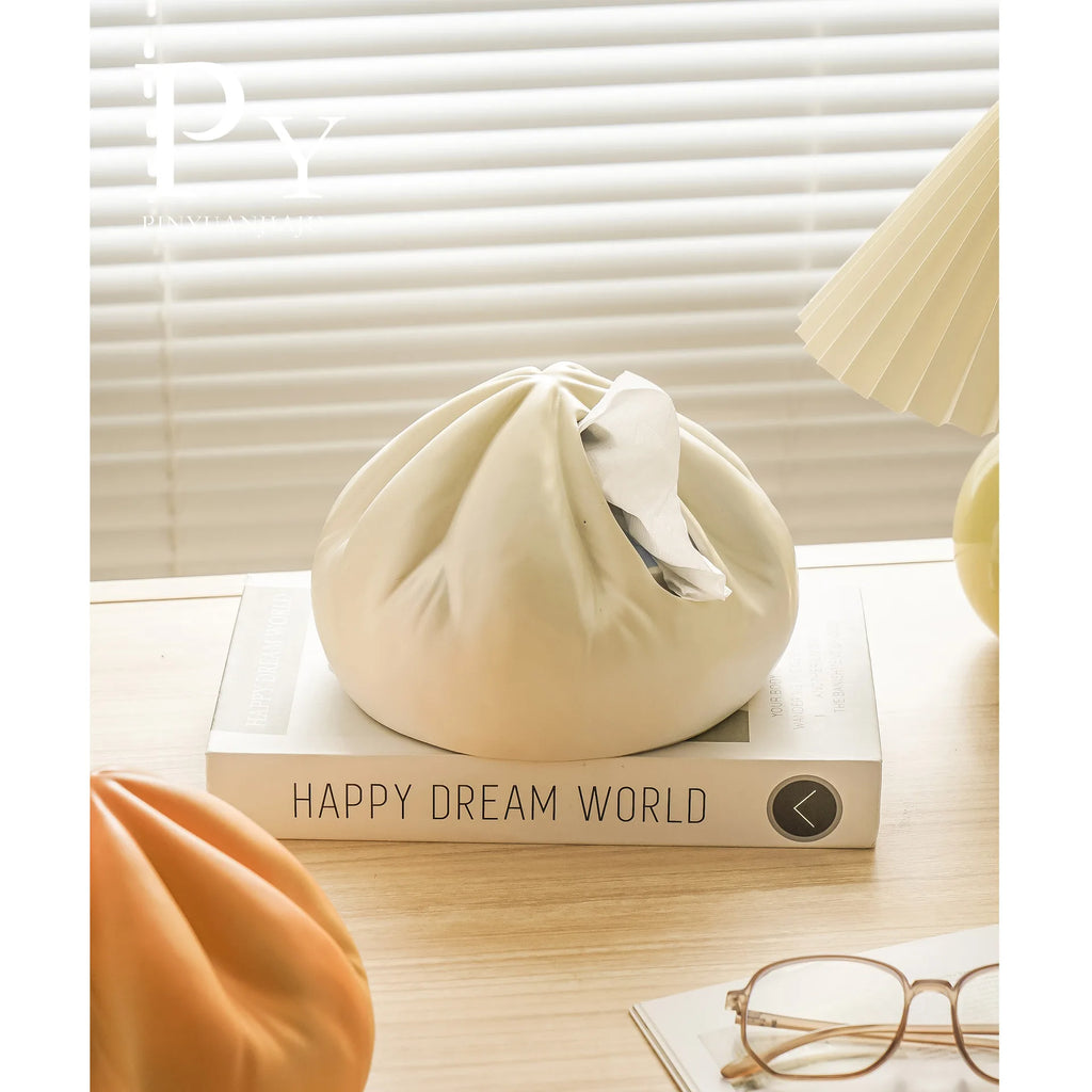 Cream Wind Ins Bread Tissue Box Ceramic Household Living Room Paper Box Toilet Paper Box Desktop Decoration Storage Oasis Select White circle