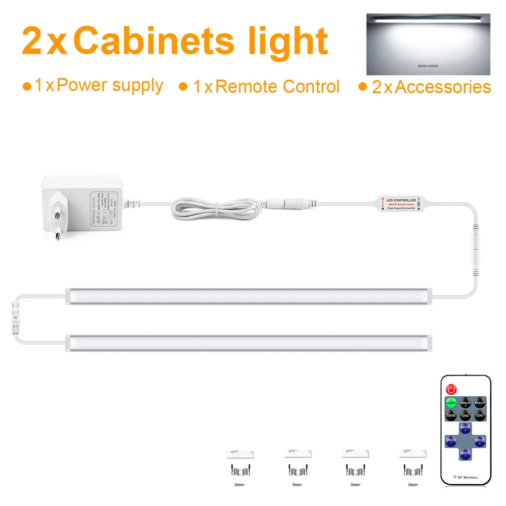12V Dimmable LED Light Bar 30CM 40CM 50CM White/Warm White Lamp Tube with RF Remote Control Dimmer For Kitchen Bedroom Lighting Oasis Select 50cm 2Pcs LED Bar White