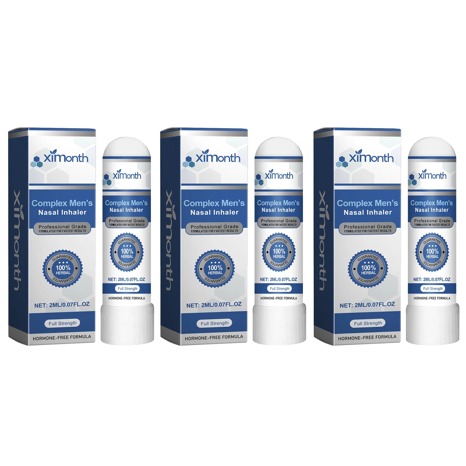 Complex Men's Nasal Inhaler Herbal Hormone-Free Professional Grade Fast-Acting Full Strength Daily Nasal Care Stick For Men Oasis Select 3pcs