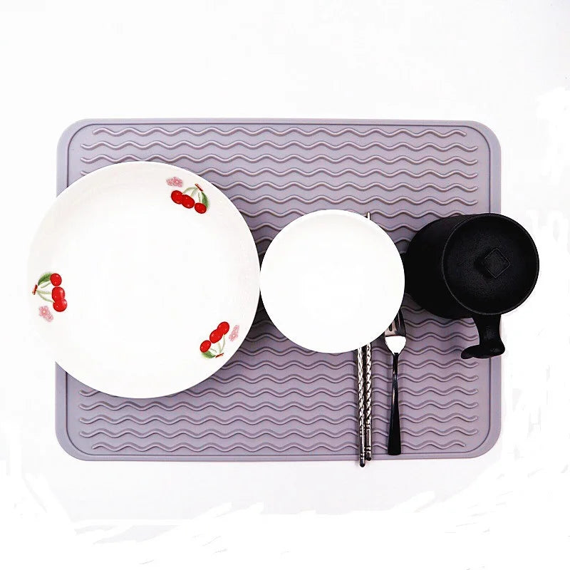 Silicone Water-draining Mat Water-patterned Placemat Foldable Table Mat Tableware Mat, Wine Glass Nordic Simple Dining Mat Oasis Select