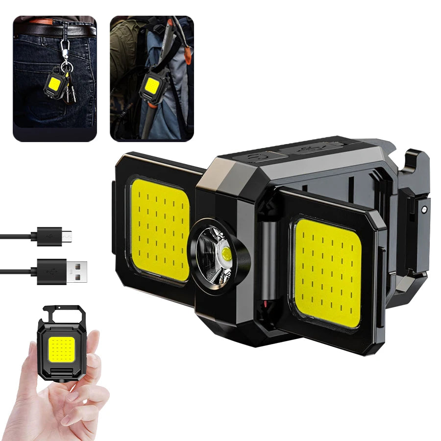 Mini COB Keychain Flashlight – USB-C Rechargeable Pocket Lantern
