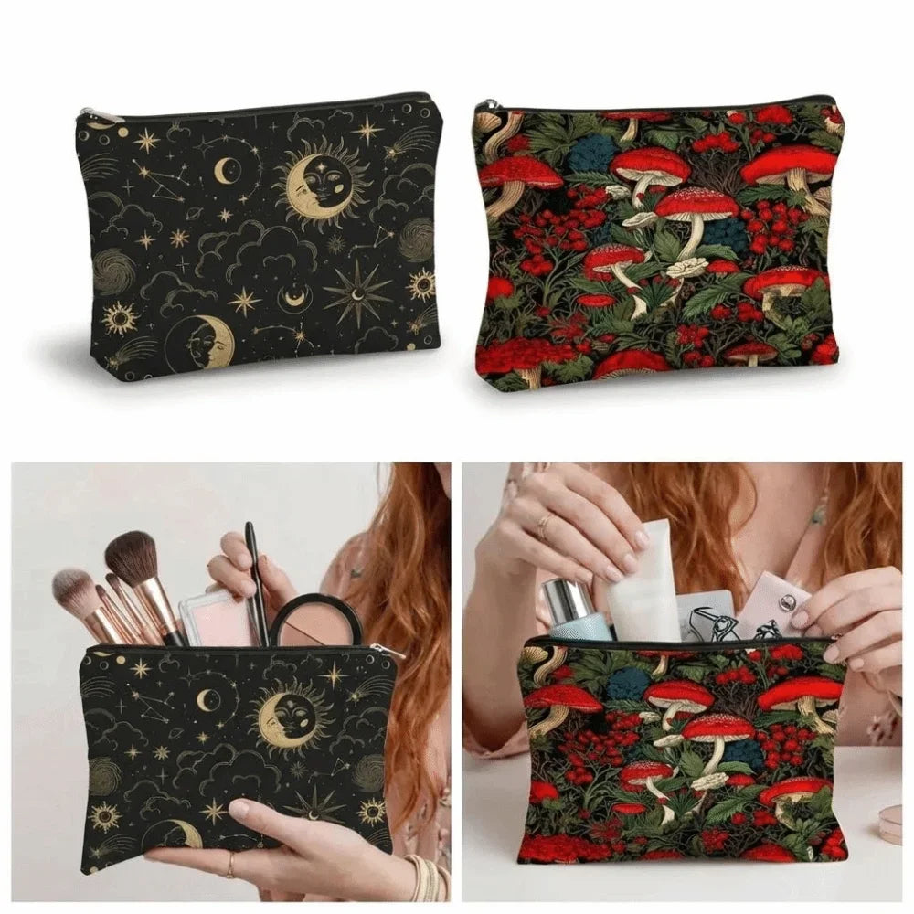 Red Mushroom Makeup Bag – Cute Fabric Cosmetic Pouch & Coin Purse