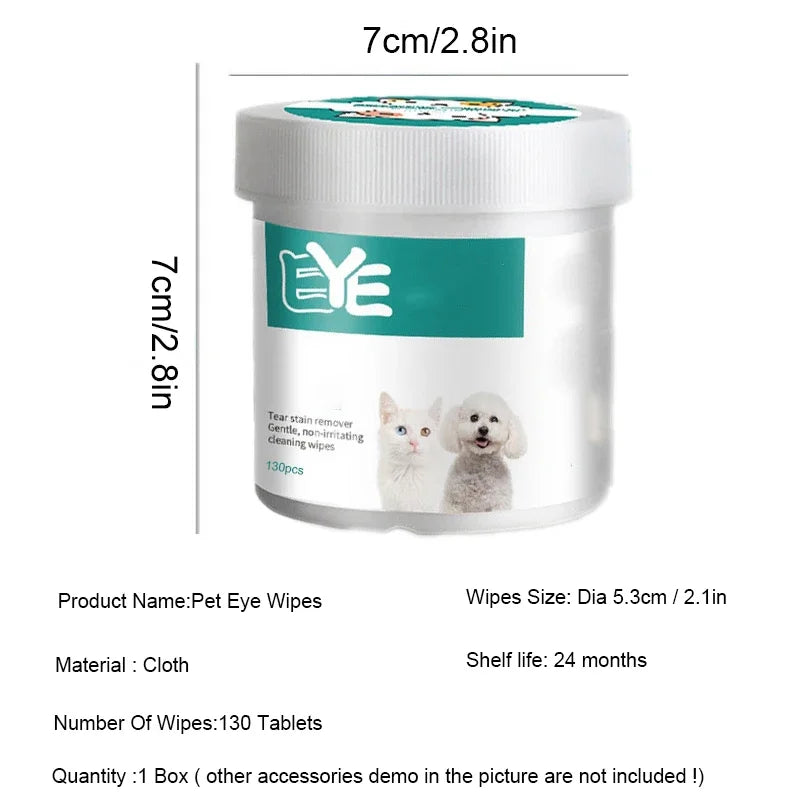 Hypoallergenic Eye Cleaning Wipes for Dogs and Cats — Effectively removes eye discharge crust mucus, and debris (130-count pack) Oasis Select