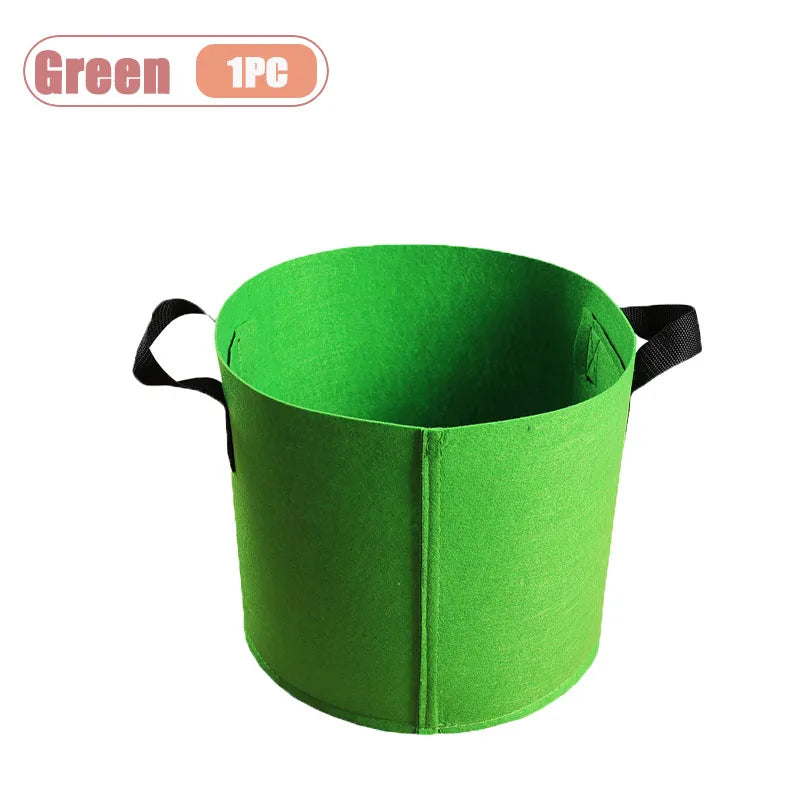 1-4PCS Thickened Nonwoven Fabric Grow Bag Felt Plant Pot for Balcony Roof Garden Aeration Container with Handle Oasis Select Green-1PC 12Gallon