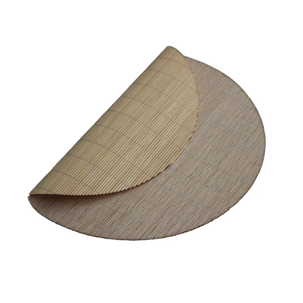 Multicolor Bamboo Tea Mat Heat Insulation Anti Scalding Hand-woven Tea Mat Multi-shape Zen Tea Mat Tea Ceremony Supplies Oasis Select round-white