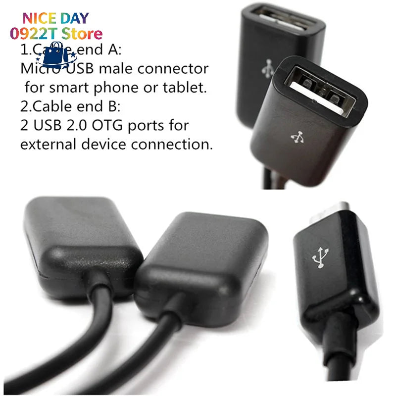 Dual Micro USB OTG Hub Host Adapter Cable for Tablet PC and Smart Phone@#X Oasis Select