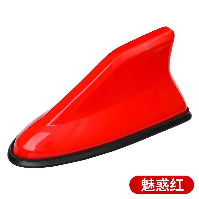 17cm Car Roof Shark Fin Antenna Cover Sticker Carbon Fiber Universal Auto Radio AM FM Antenna Signal Amplifier Car Accessories Oasis Select Red