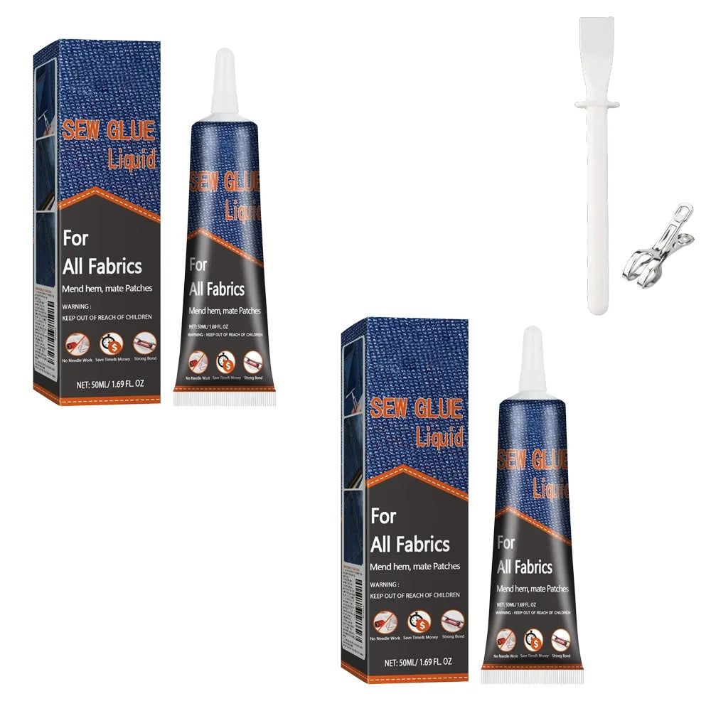 50ml Fabric Sewing Glue Fast Drying Clothes Mending Liquid Leather Repair Patches Kit With 2 Tools High Viscosity Craft Supplies Oasis Select 100ml
