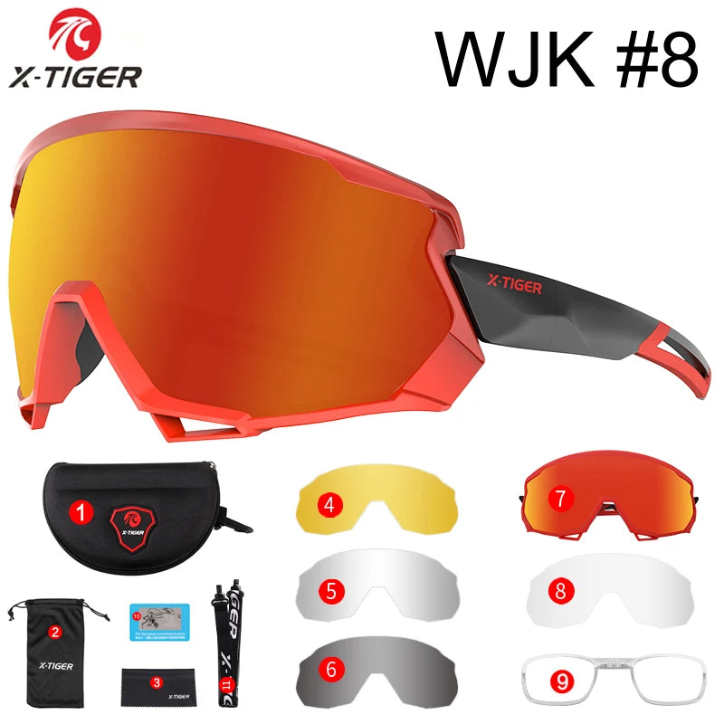 X-TIGER Bike Polarized Sports Sunglasses with 5 Interchangeable Lenses for Mens Womens Baseball Running Fishing Cycling Eyewear Oasis Select X-YJ-WJK08-5