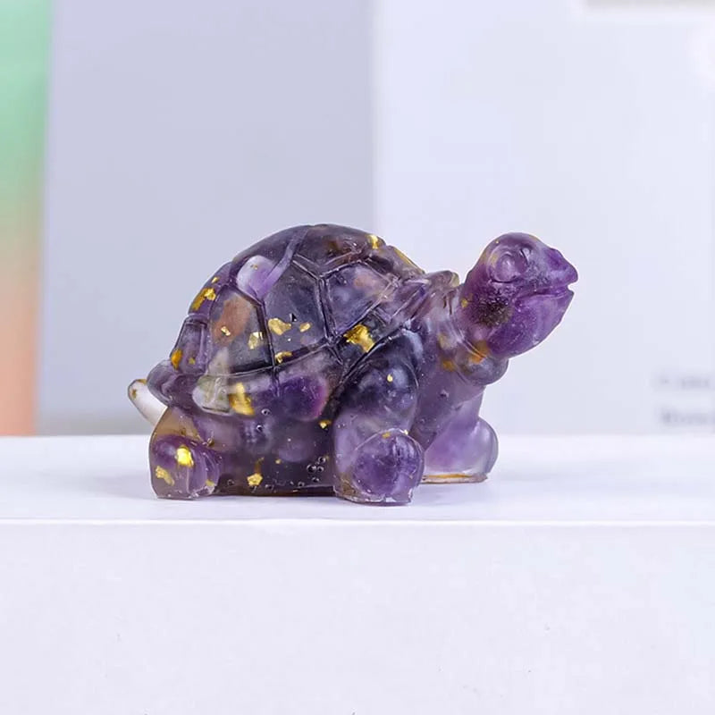 Turtle Natural Crushed Stone Decorative Ornament Crystal Raw Stone Animal Resin Drip Glue Craft Creative Jewelry Accessories Oasis Select 4