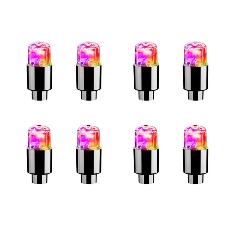 2/4/6/8Pcs Car Light Bicycle LED Tire Lights Universal Car Neon Lamp Valve Cover Lights Tire Colorful Flashing Bulb Decoration Oasis Select 8pcs Colorful