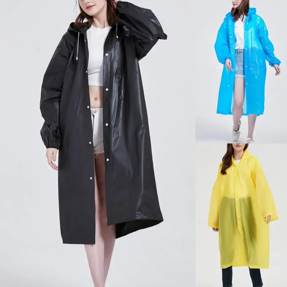 High Quality 1piece 145*68CM EVA Unisex Raincoat Thickened Raincoat Women Waterproof Men Black Camping Waterproof Rainwear Suit Oasis Select