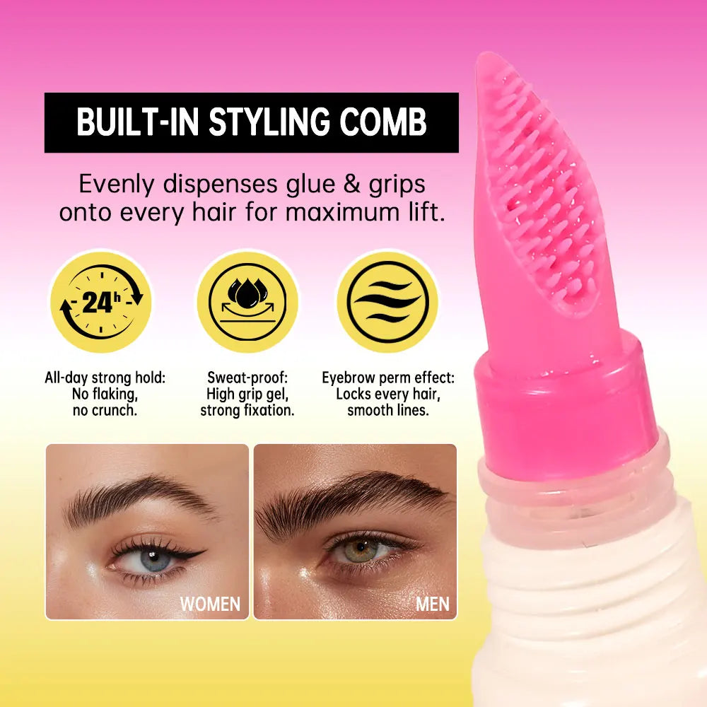 Super Lift Brow Glue Crazy Lift Brow Lamination Gel with Long-lasting Strong Hold & Built-In Styling Comb Clear Eyebrow Gel Make Oasis Select