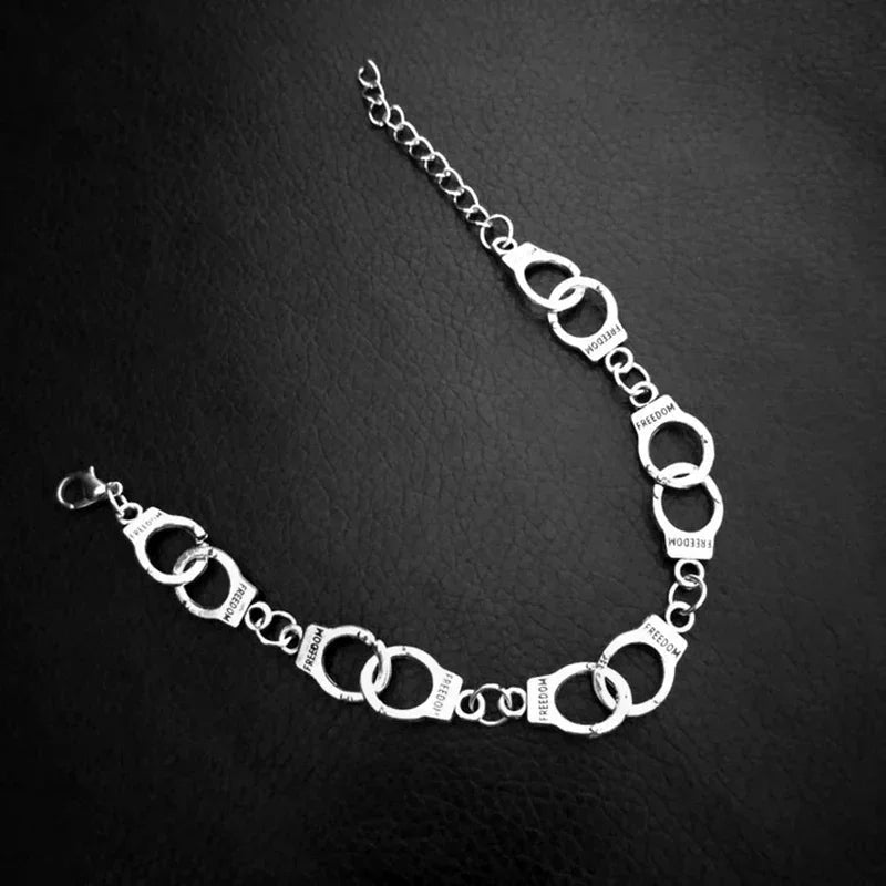 Fashion Punk Freedom Handcuffs Bracelet Lover Couple Chain Bangle Jewelry Gift Oasis Select
