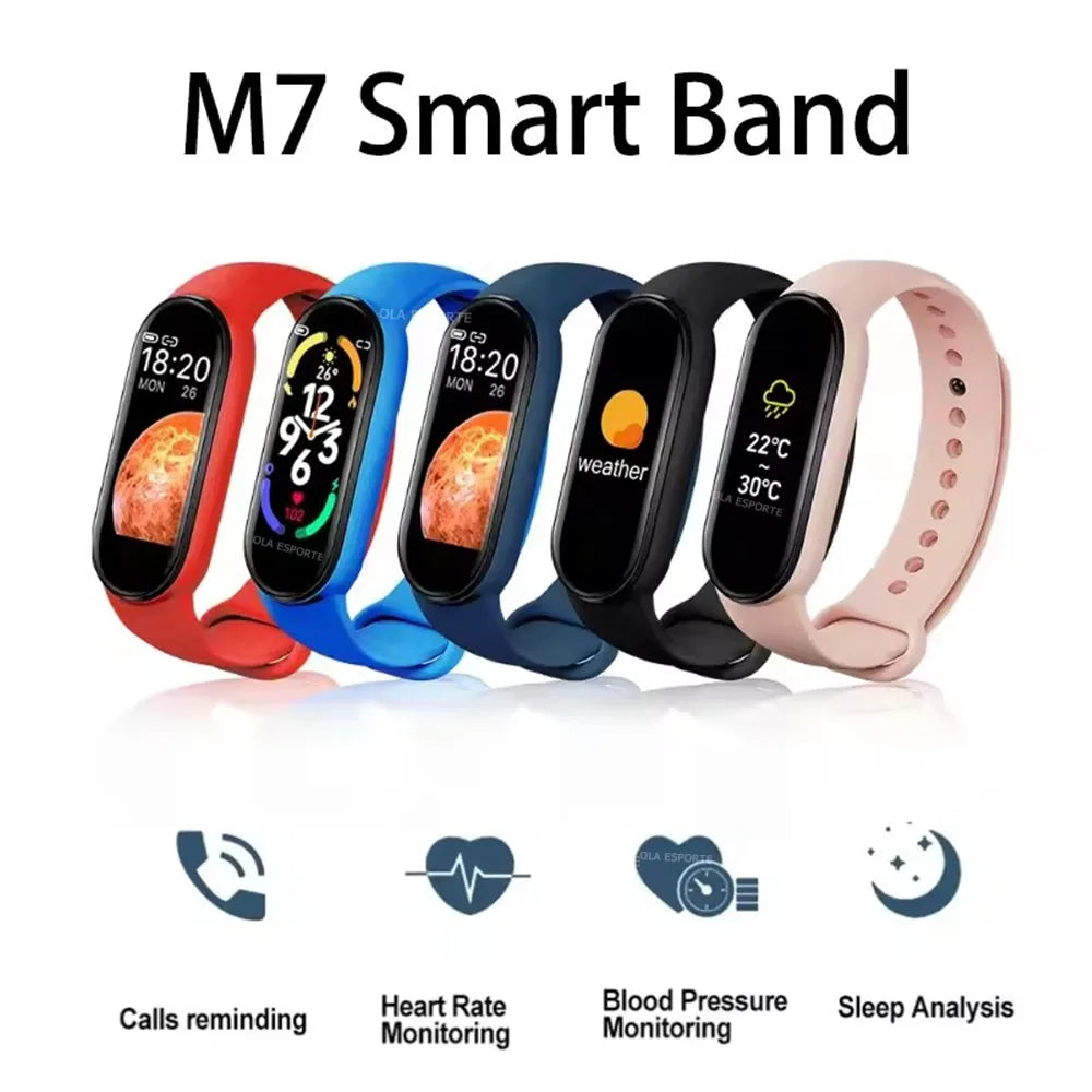 M7 Smartwatch Fitness Tracker – Heart Rate & Sleep Monitor