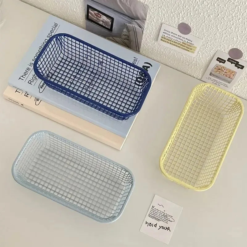Rectangular Grid Storage Baskets Multi Purpose Desktop Organizer Tray For Stationery Cosmetic Sundries Bedroom Office Sorting Oasis Select