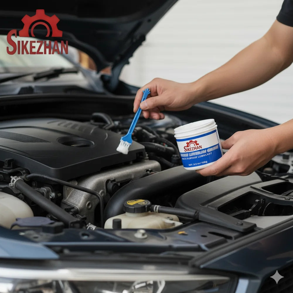 Premium White Lithium Grease With Brush Waterproof Multi-Purpose Lubricant Anti Rust Auto Marine Garage Door Hinge Metal Parts Oasis Select