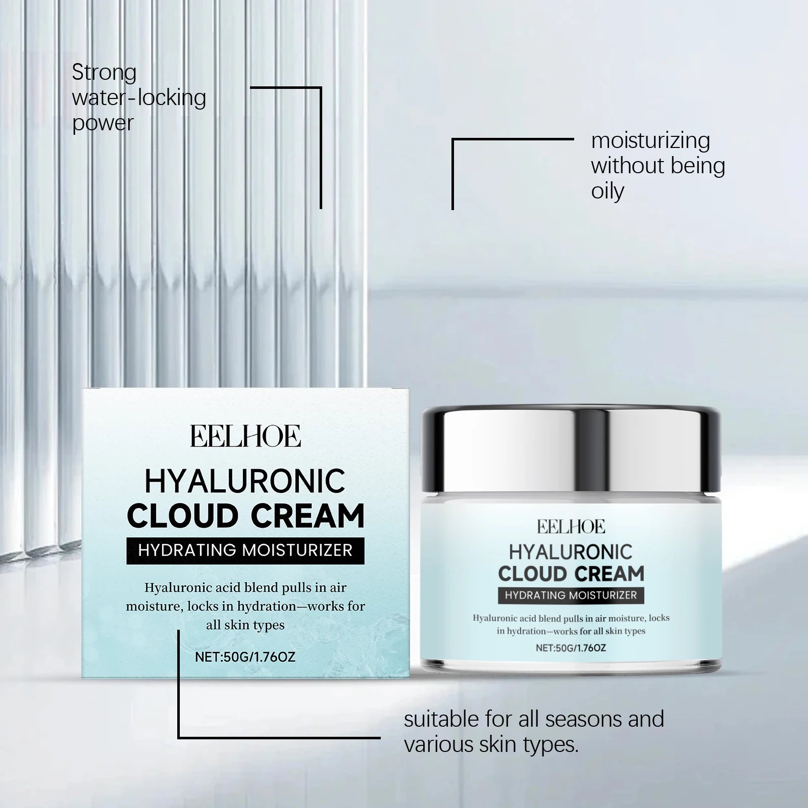 Hyaluronic Acid Facial Moisturizing Cream - Gently Nourishes and Hydrates, Leaves Skin Soft and Radiant, Ideal for Daily Care Oasis Select