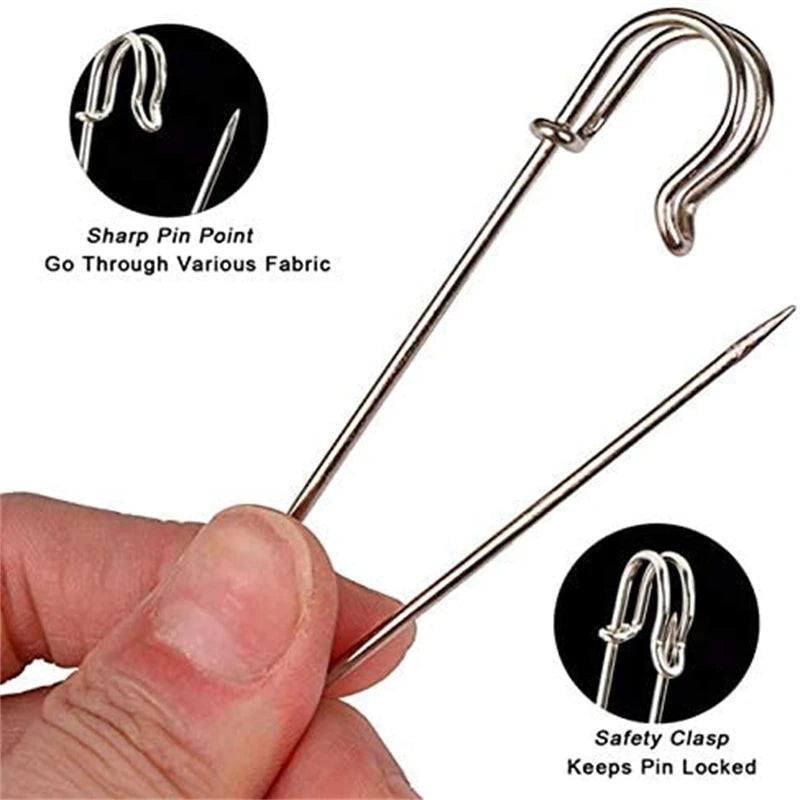 20pcs 38/45/75/80/100mm Large Safety Pins Brooch Base Hook for For DIY Lock Jewelry Craft Making Accessories Supplies Materials Oasis Select