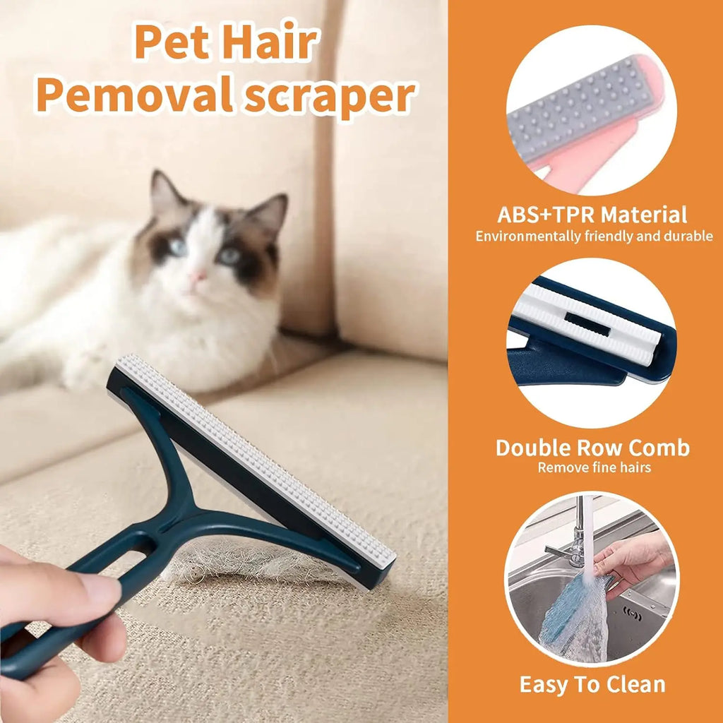 2-in-1 Pet Hair Remover Tool – Scraper & Brush for Couch, Carpet, Car & Clothes, Reusable Detachable No-Refill Design Oasis Select