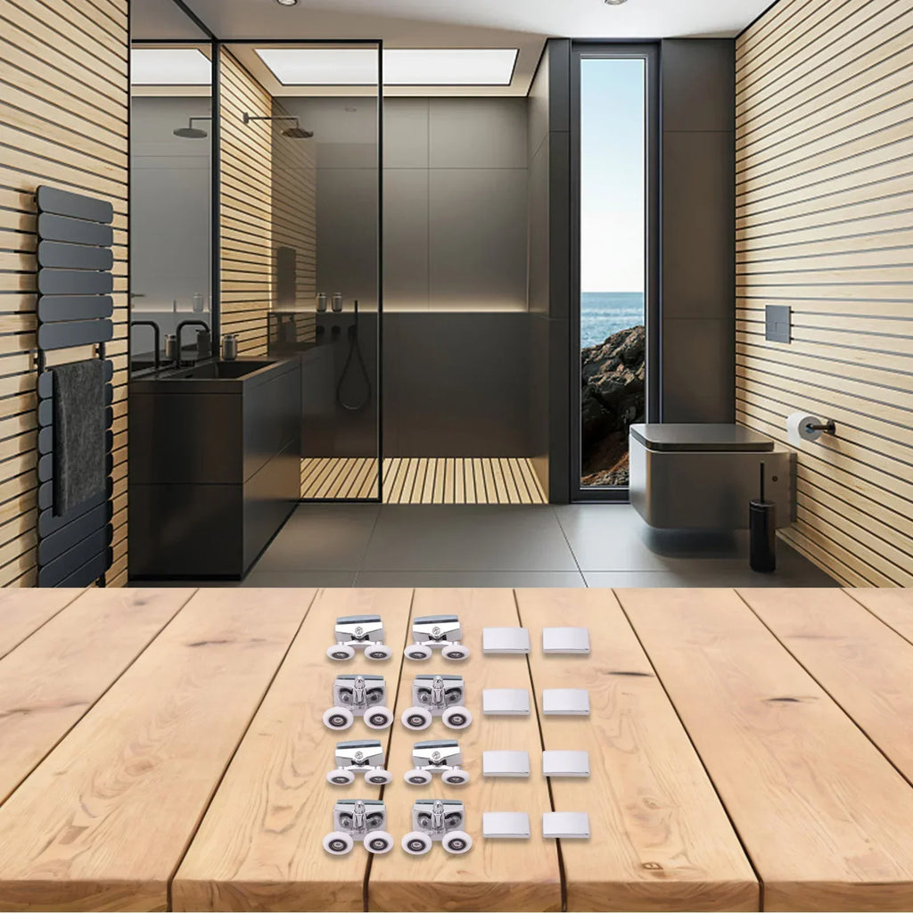 ABS Door Hardware Sliding Door Pulleys Silent Sliding Mechanism Smooth Operation Versatile Compatibility Chrome Oasis Select