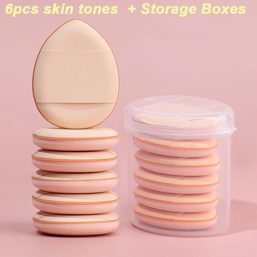 1/6/10Pcs Mini Finger Puff Foundation Small Air Cushion Powder Sponge Face Concealer BB Cream Cosmetic Applicator Makeup Tools Oasis Select 6Pcs skin tone