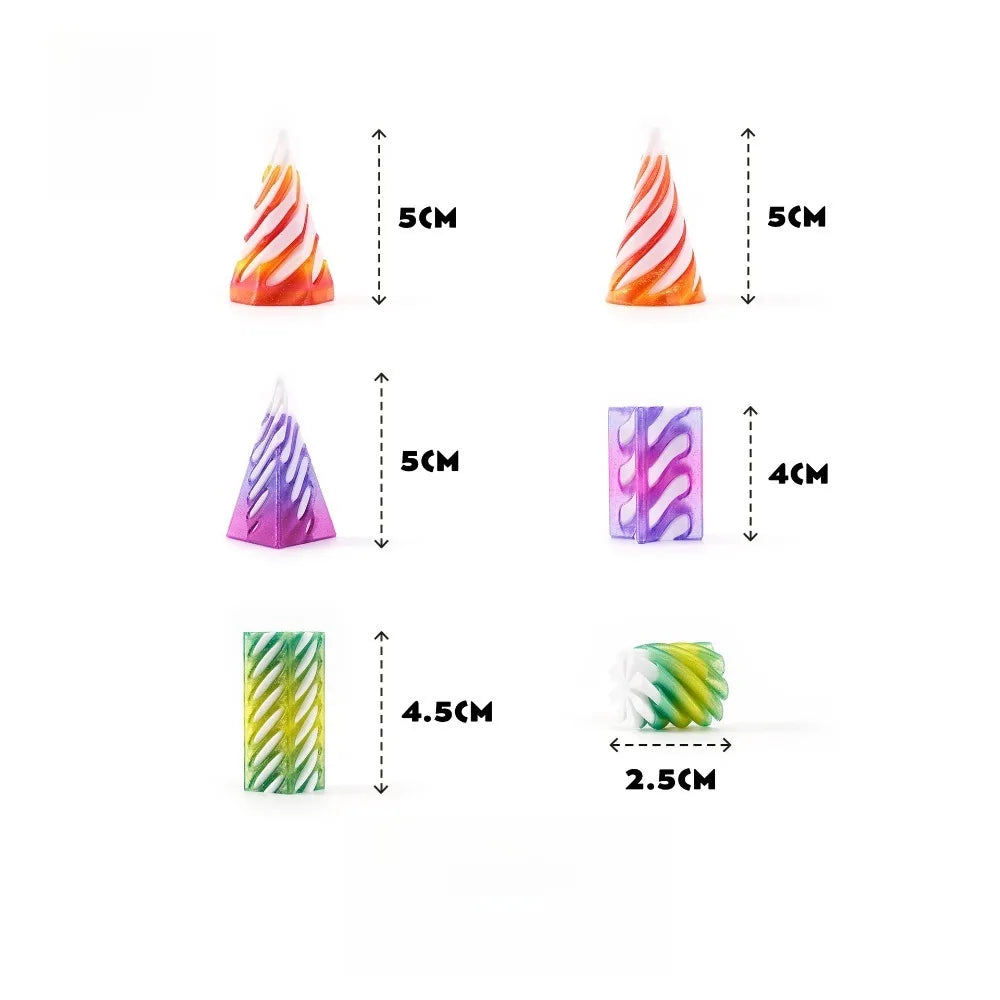 3D Printed Helix Screw Rotating Toys Stress Reducing Tool Pyramid Passthrough Sculpture Spiral Cone Ornaments Home Decoration Oasis Select