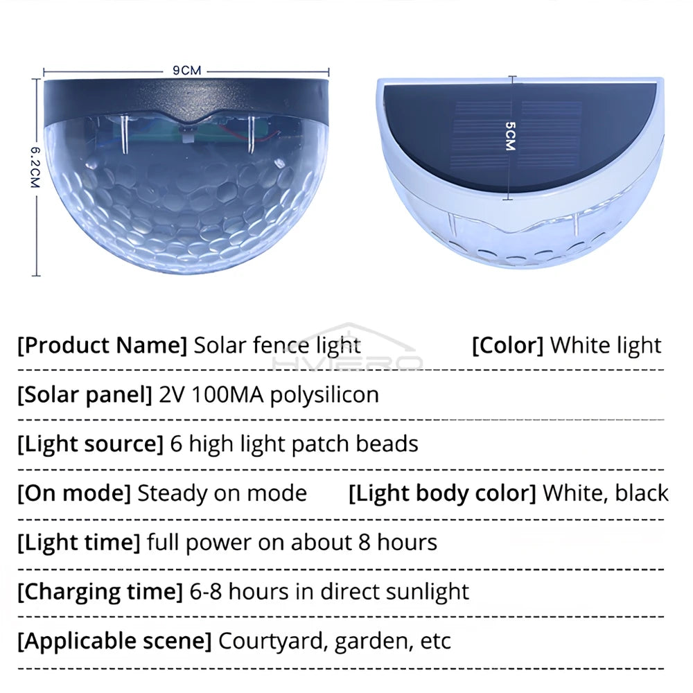 Solar 6-LED Wall Step Light | IP65 Waterproof Garden Fence Lamp