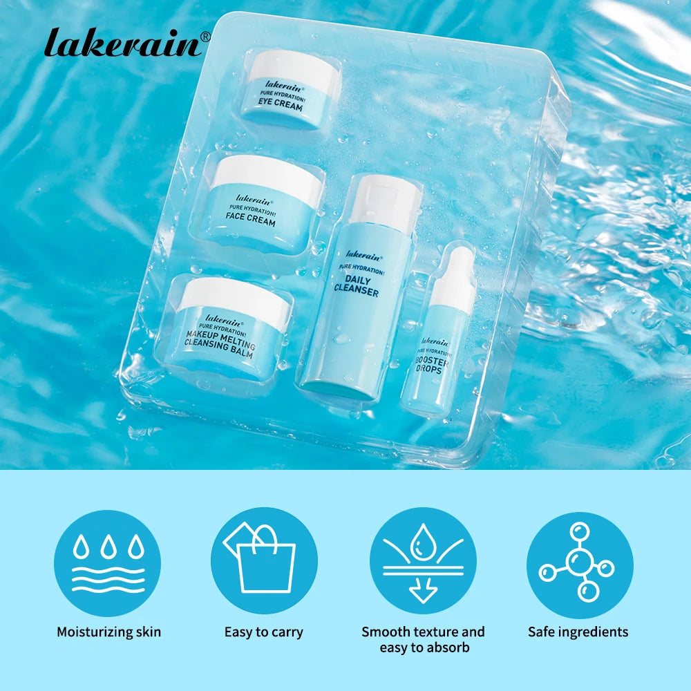 Mini Skincare Set Cream Serum Facial Cleanser Eye Cream Moisturizing Whitening Face Skin Care Travel Facial First Aid Set Oasis Select