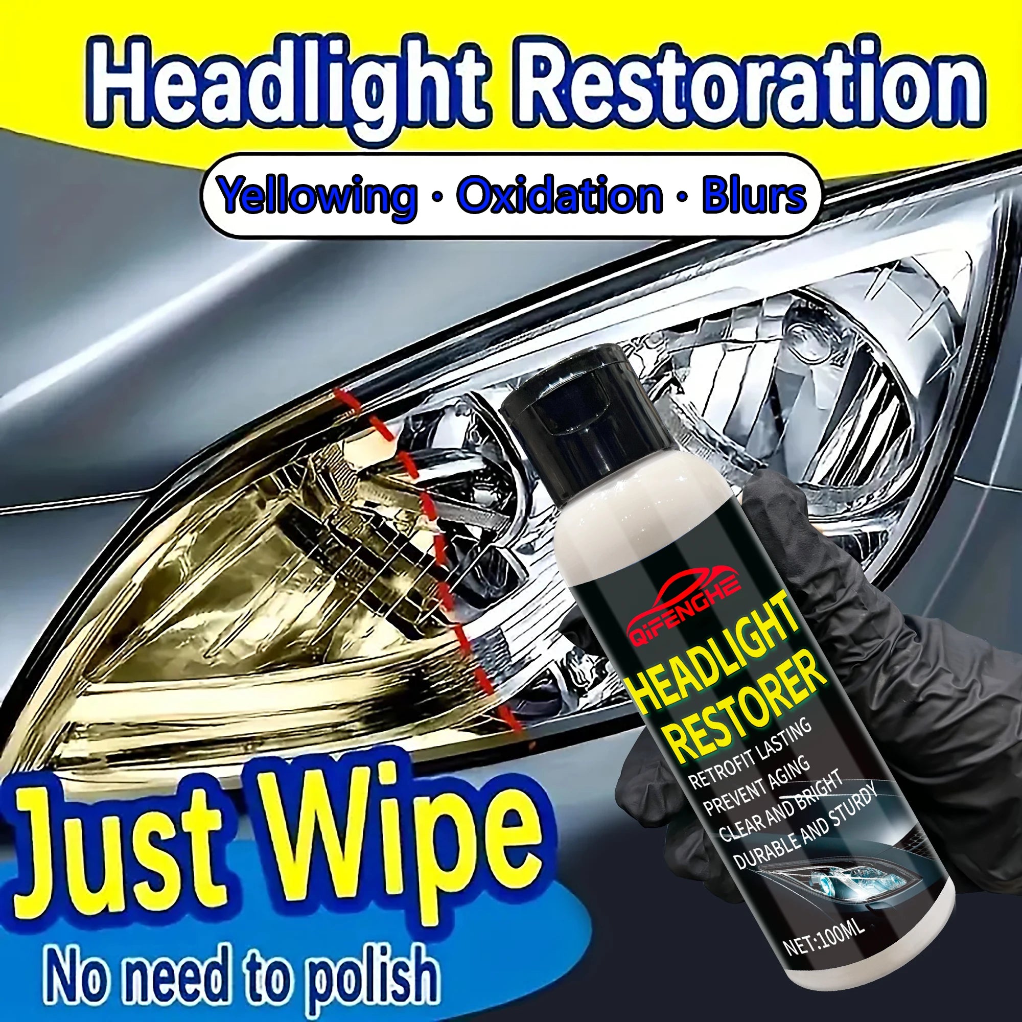 Headlight Lens Restorer – Remove Oxidation, Yellowing & Haze