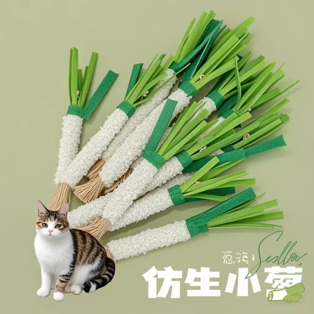 Mu Tianliao's Tooth-grinding Stick Cat Toy for Self-entertainment, Realistic Scallion and Mint Ball Cat Toy Oasis Select