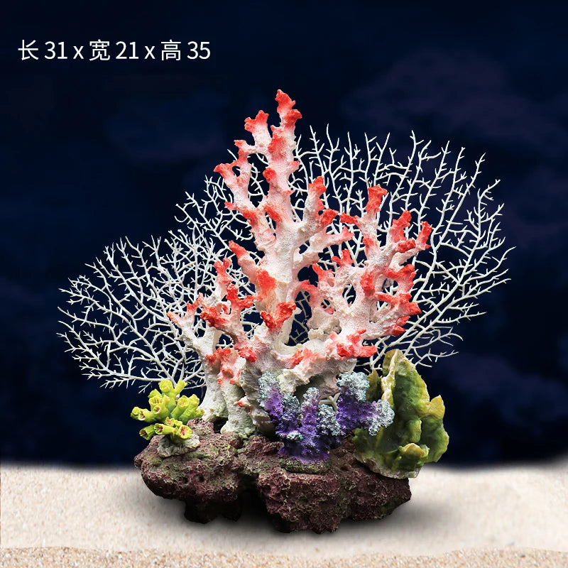 Betta Fishbowl Ornaments Large Coral Reef Stone Island Pet Artificial Aquarium Terrarium Resin Hideout Aquario Plant Accesories Oasis Select Style 16