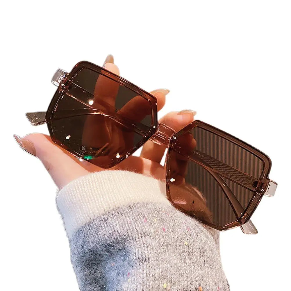 Oversized Square Rimless Sunglasses UV400 – Unisex Vintage