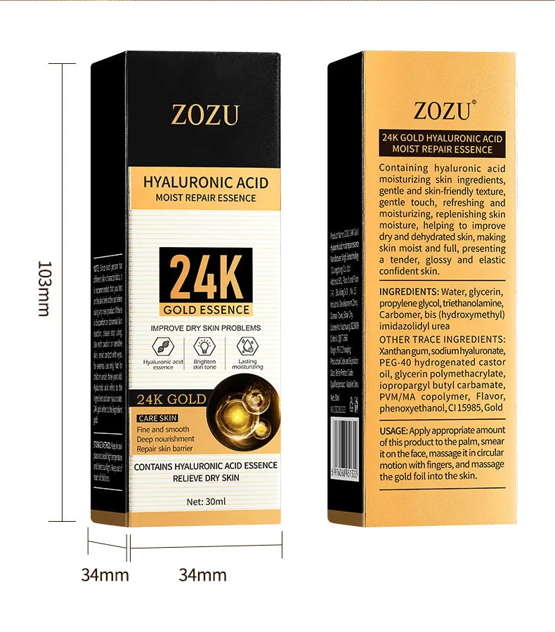 24K Gold Face Serum – Hyaluronic Acid Moisturizing Essence 30ml Face Serum Oasis Select