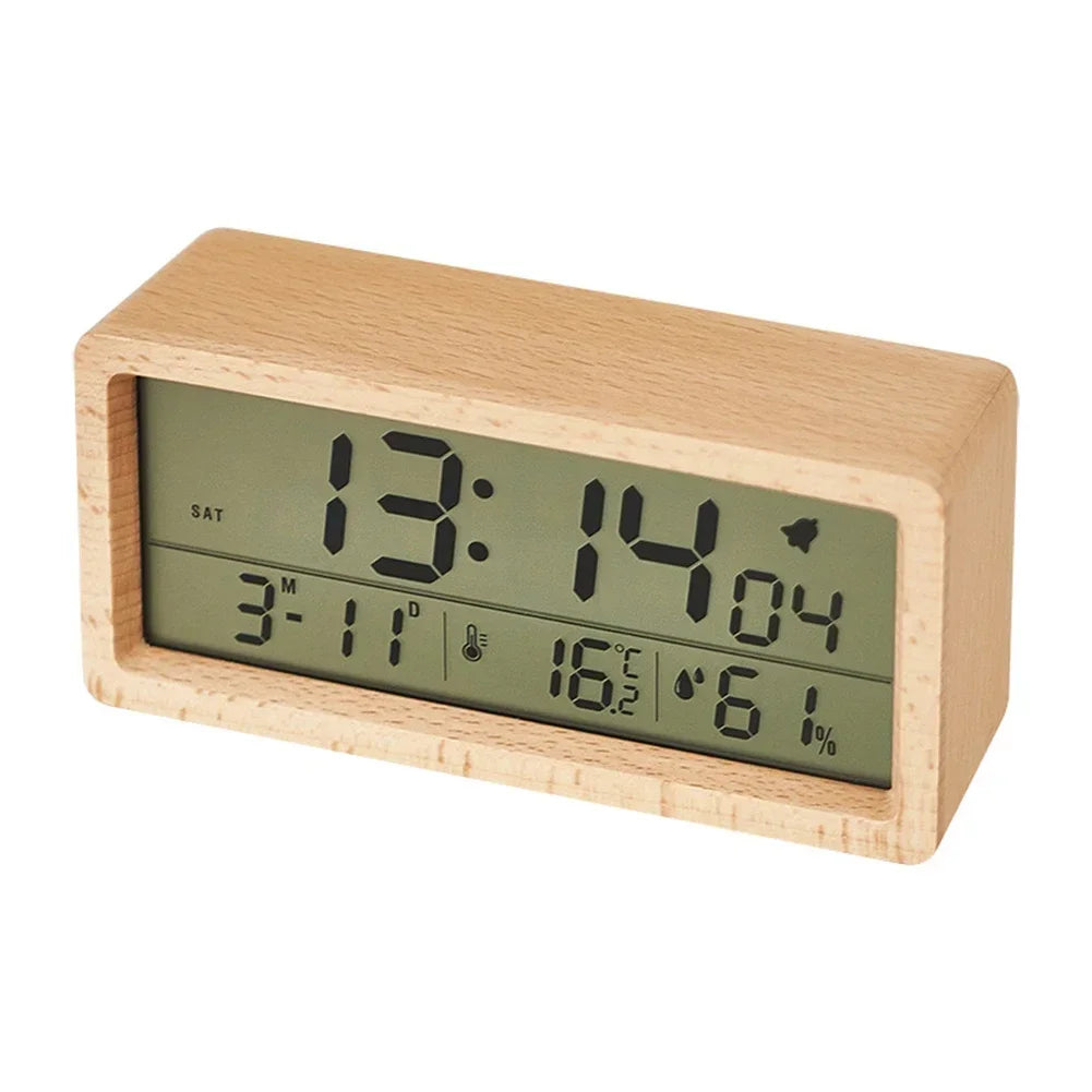 Stylish Multifunctional Wooden Alarm Clock Alarm Clock Serves Multiple Purposes Customizable Alarm Settings Humidity Monitoring Oasis Select Yellow wood China Mainland