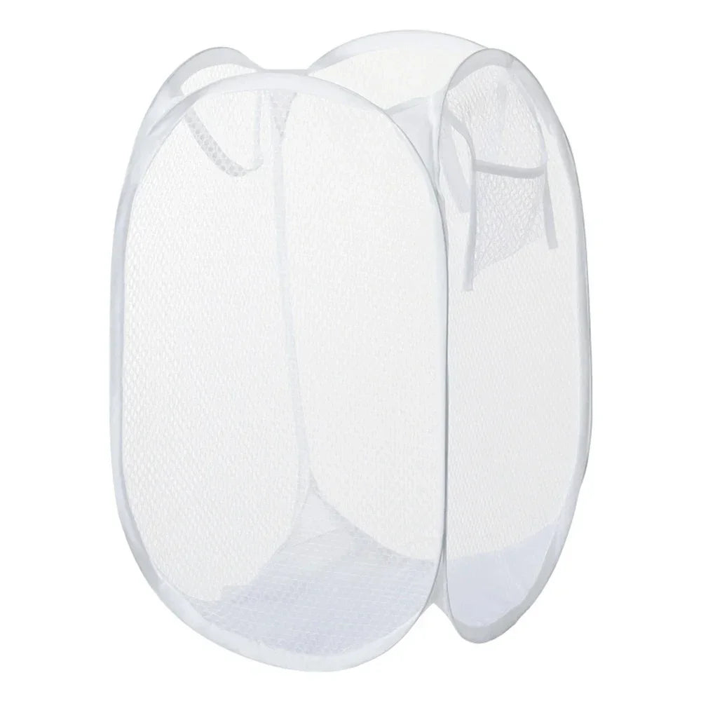 Dirty Clothes Basket Skeleton Ventilated Foldable Easy Storage Portable Large Capacity Clothes Basket Oasis Select White