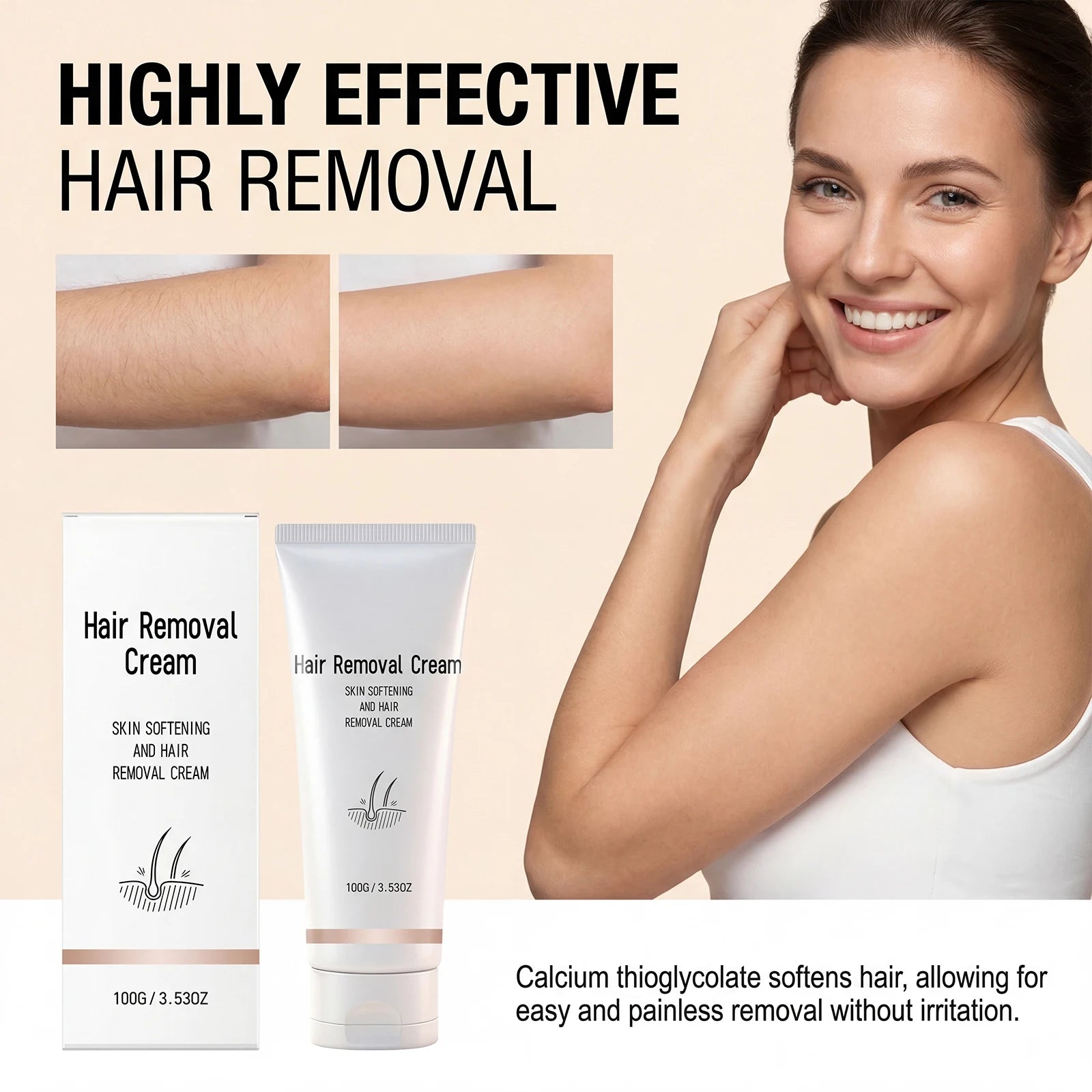 Refreshing Hair Removal Cream Avocado Moisturizing Mild Depilatory Cream For Sensitive Skin Full Body Arm Leg Smooth Skin 100g Oasis Select
