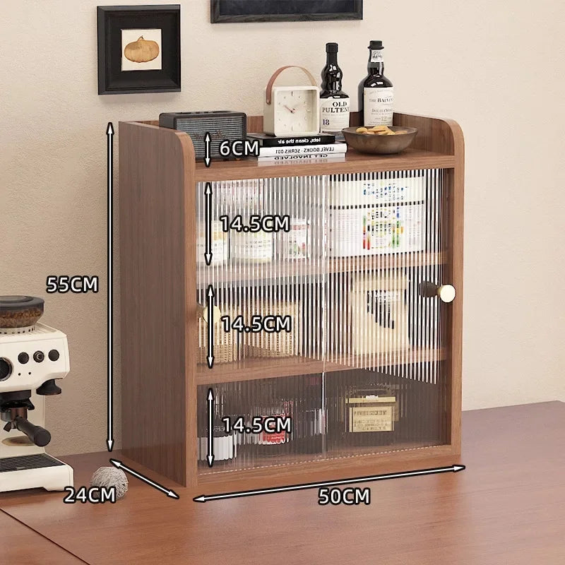 Multi-functional Cup holder storage Shelf dust-proof water cup tea cup coffee cup side cabinet storage Oasis Select Walnut 4