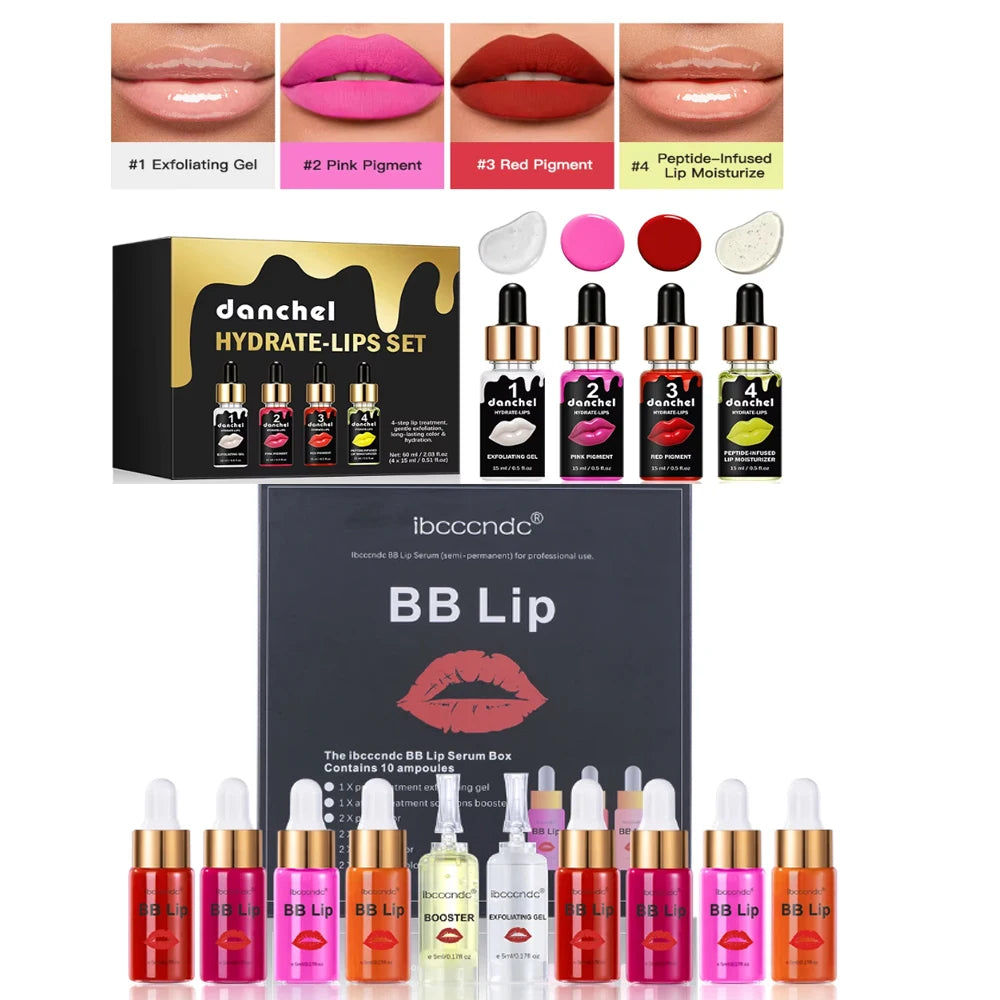 ibcccndc BB Lips Ampoule Serum Set – Tinted Lip Gloss 10pcs