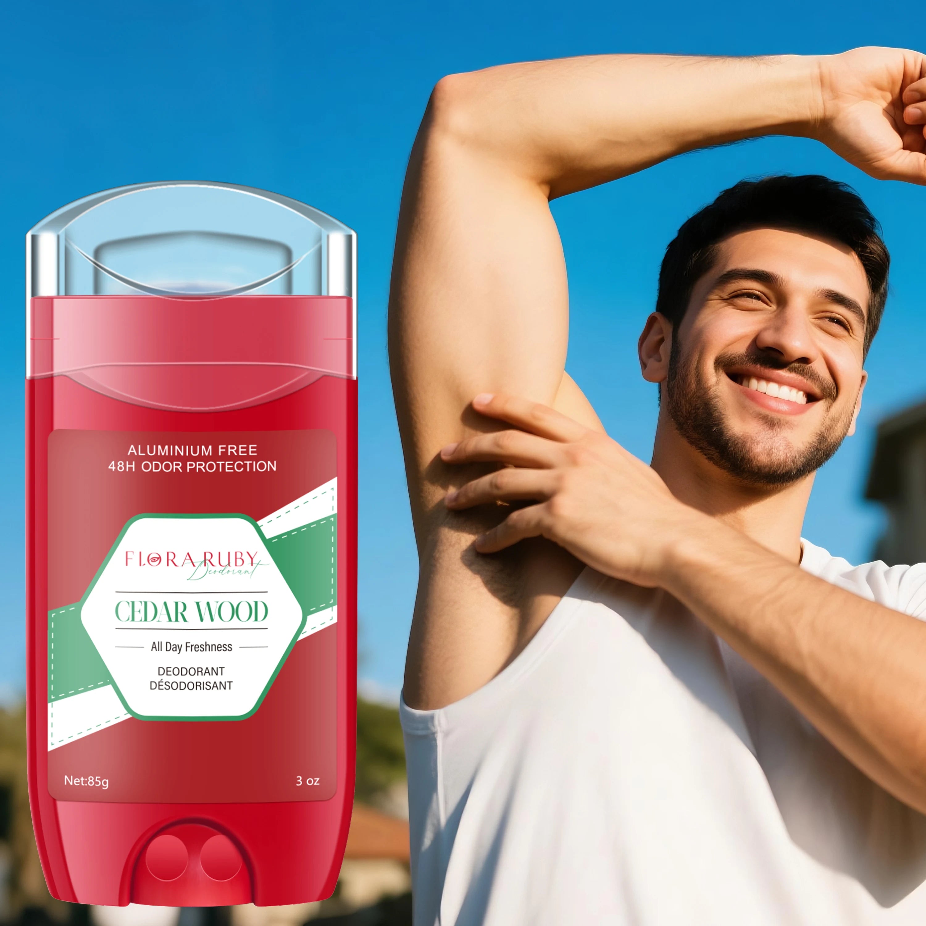 FLORA RUBY 85g Body Deodorant Stick - 48-hour Odor Control, Refreshing Fragrance, Gentle Formula Without Irritation, Portable Oasis Select