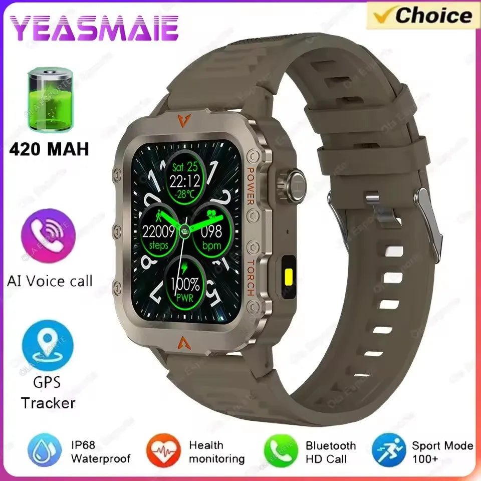 Men's Military Smartwatch – Bluetooth Call, GPS & Fitness Tracker