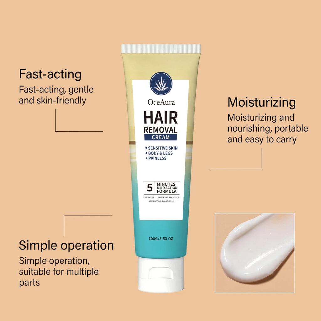 Hair Removal Cream Painless Quick Dissolve Body Hair Growth Inhibitor Smooth Silky Skin Non Irritating Depilatory Lotion Oasis Select
