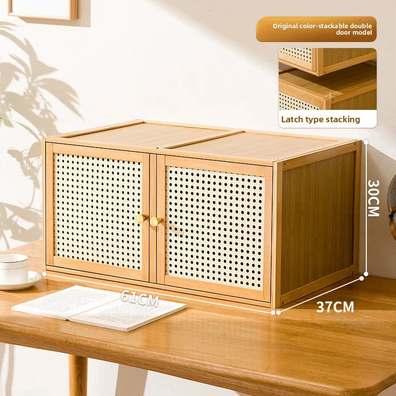 Multi-functional stackable sundries storage box finishing box crevice bedside table mini small extremely narrow bedside table Oasis Select Primary double door