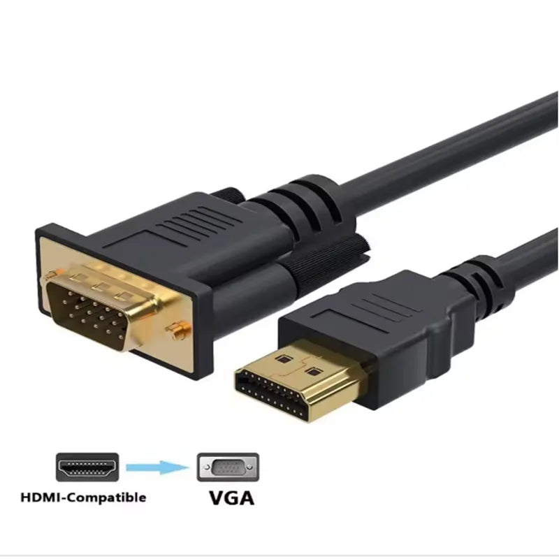 1.8M HDTV HDMI-compatible to VGA 1080P 60Hz HD Compatible Cable HDMI to VGA Video Adapter Digital to Analog for Computer Laptop Oasis Select